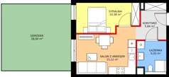 2 pokoje, mieszkanie 36,84 m², parter, oferta nr M02, Punkt Wola, Kraków, Podgórze Duchackie, Wola Duchacka, ul. Trybuny Ludów 15