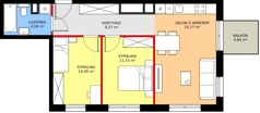3 pokoje, mieszkanie 55,66 m², piętro 2, oferta nr M40, Punkt Wola, Kraków, Podgórze Duchackie, Wola Duchacka, ul. Trybuny Ludów 15