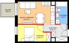2 pokoje, mieszkanie 36,70 m², piętro 3, oferta nr M45, Punkt Wola, Kraków, Podgórze Duchackie, Wola Duchacka, ul. Trybuny Ludów 15