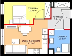 2 pokoje, mieszkanie 36,84 m², parter, oferta nr M03, Punkt Wola, Kraków, Podgórze Duchackie, Wola Duchacka, ul. Trybuny Ludów 15