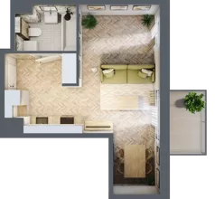 1 pokój, mieszkanie 31,59 m², piętro 1, oferta nr B.1.09, Nowe Miasto, Krzeszowice, ul. Czatkowice Górne / Majowa