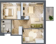 3 pokoje, mieszkanie 49,83 m², piętro 1, oferta nr C.1.20, Nowe Miasto, Krzeszowice, ul. Czatkowice Górne / Majowa