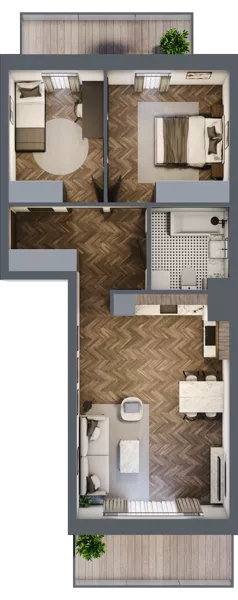 3 pokoje, mieszkanie 61,34 m², piętro 2, oferta nr K1.08, Elzam Tower, Elbląg, ul. Oboźna