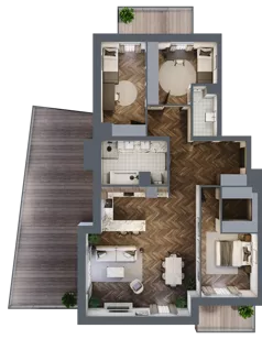 4 pokoje, mieszkanie 105,51 m², piętro 7, oferta nr K1.46, Elzam Tower, Elbląg, ul. Oboźna