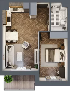 2 pokoje, mieszkanie 42,51 m², parter, oferta nr K2.03, Elzam Tower, Elbląg, ul. Oboźna