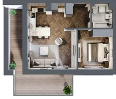 2 pokoje, mieszkanie 43,37 m², piętro 2, oferta nr B1.M9, Załęże Premium, Rzeszów, Załęże, ul. Świętego Floriana