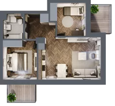 3 pokoje, mieszkanie 53,38 m², piętro 1, oferta nr B2.M6, Załęże Premium, Rzeszów, Załęże, ul. Świętego Floriana