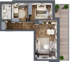 3 pokoje, mieszkanie 56,71 m², piętro 1, oferta nr B3.M4, Załęże Premium, Rzeszów, Załęże, ul. Świętego Floriana
