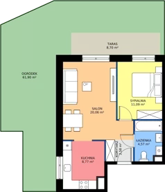 2 pokoje, mieszkanie 47,07 m², parter, oferta nr D.04, Trakt Królewski - Budynek D, Grójec, ul. Mikołaja Reja 9