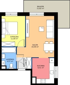 2 pokoje, mieszkanie 46,14 m², piętro 1, oferta nr D.24, Trakt Królewski - Budynek D, Grójec, ul. Mikołaja Reja 9