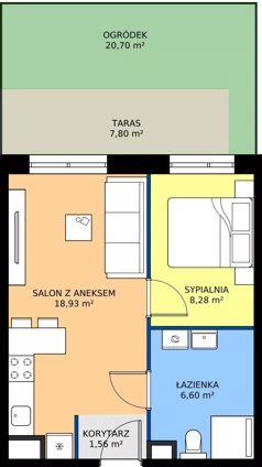 2 pokoje, mieszkanie 35,37 m², parter, oferta nr D.07, Trakt Królewski - Budynek D, Grójec, ul. Mikołaja Reja 9