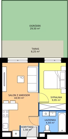 2 pokoje, mieszkanie 34,88 m², parter, oferta nr D.08, Trakt Królewski - Budynek D, Grójec, ul. Mikołaja Reja 9