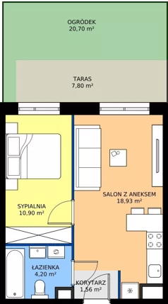 2 pokoje, mieszkanie 35,59 m², parter, oferta nr D.06, Trakt Królewski - Budynek D, Grójec, ul. Mikołaja Reja 9