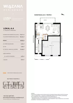 5 pokoi, mieszkanie 124,77 m², piętro 1, oferta nr A.4, Wiązana Residence, Warszawa, Wawer, Zerzeń, ul. Wiązana 44