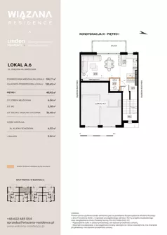 5 pokoi, mieszkanie 124,77 m², piętro 1, oferta nr A.6, Wiązana Residence, Warszawa, Wawer, Zerzeń, ul. Wiązana 44