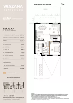 4 pokoje, mieszkanie 107,59 m², parter, oferta nr A.7, Wiązana Residence, Warszawa, Wawer, Zerzeń, ul. Wiązana 44