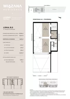 4 pokoje, mieszkanie 107,59 m², parter, oferta nr B.3, Wiązana Residence, Warszawa, Wawer, Zerzeń, ul. Wiązana 44