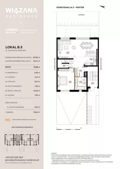 4 pokoje, mieszkanie 107,59 m², parter, oferta nr B.3, Wiązana Residence, Warszawa, Wawer, Zerzeń, ul. Wiązana 44