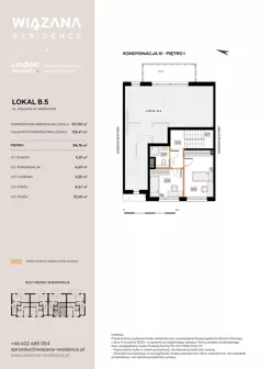 4 pokoje, mieszkanie 107,59 m², parter, oferta nr B.5, Wiązana Residence, Warszawa, Wawer, Zerzeń, ul. Wiązana 44