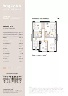 5 pokoi, mieszkanie 124,77 m², piętro 1, oferta nr B.6, Wiązana Residence, Warszawa, Wawer, Zerzeń, ul. Wiązana 44