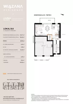 5 pokoi, mieszkanie 124,77 m², piętro 1, oferta nr B.8, Wiązana Residence, Warszawa, Wawer, Zerzeń, ul. Wiązana 44