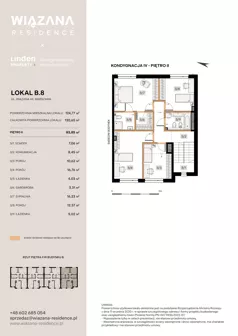 5 pokoi, mieszkanie 124,77 m², piętro 1, oferta nr B.8, Wiązana Residence, Warszawa, Wawer, Zerzeń, ul. Wiązana 44