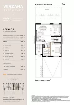 4 pokoje, mieszkanie 107,59 m², parter, oferta nr C.3, Wiązana Residence, Warszawa, Wawer, Zerzeń, ul. Wiązana 44