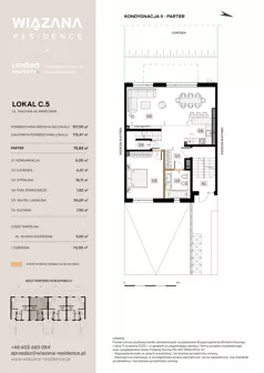 4 pokoje, mieszkanie 107,59 m², parter, oferta nr C.5, Wiązana Residence, Warszawa, Wawer, Zerzeń, ul. Wiązana 44