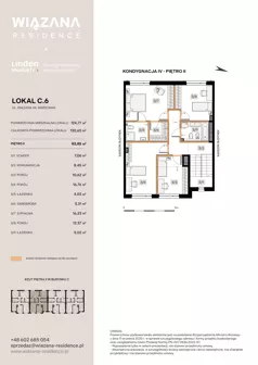 5 pokoi, mieszkanie 124,77 m², piętro 1, oferta nr C.6, Wiązana Residence, Warszawa, Wawer, Zerzeń, ul. Wiązana 44