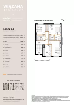 5 pokoi, mieszkanie 124,77 m², piętro 1, oferta nr D.2, Wiązana Residence, Warszawa, Wawer, Zerzeń, ul. Wiązana 44