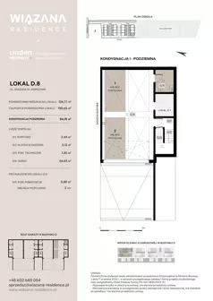 5 pokoi, mieszkanie 124,77 m², piętro 1, oferta nr D.8, Wiązana Residence, Warszawa, Wawer, Zerzeń, ul. Wiązana 44