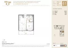 2 pokoje, mieszkanie 36,61 m², piętro 5, oferta nr 61, K-42, Płock, ul. Kazimierza Wielkiego 42