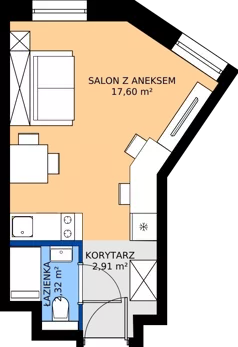 1 pokój, apartament inwestycyjny 22,83 m², piętro 2, oferta nr 228, Nano Apart, Warszawa, Praga Południe, Gocławek, ul. Grochowska 63