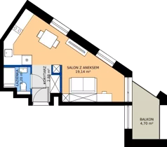 1 pokój, apartament inwestycyjny 24,22 m², piętro 1, oferta nr 129, Nano Apart, Warszawa, Praga Południe, Gocławek, ul. Grochowska 63