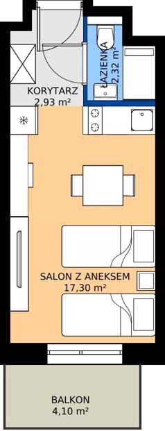1 pokój, apartament inwestycyjny 22,55 m², piętro 3, oferta nr 305, Nano Apart, Warszawa, Praga Południe, Gocławek, ul. Grochowska 63