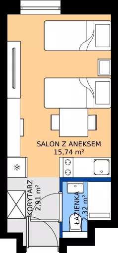 1 pokój, apartament inwestycyjny 20,97 m², piętro 3, oferta nr 327, Nano Apart, Warszawa, Praga Południe, Gocławek, ul. Grochowska 63