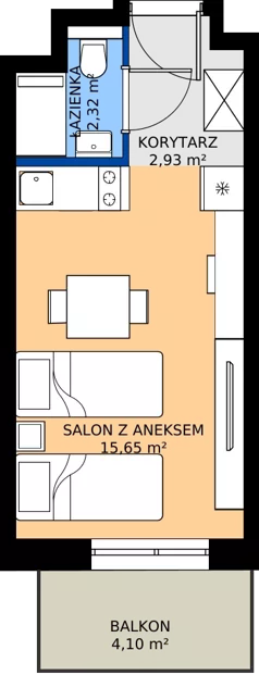 1 pokój, apartament inwestycyjny 22,55 m², piętro 3, oferta nr 304, Nano Apart, Warszawa, Praga Południe, Gocławek, ul. Grochowska 63