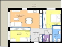 3 pokoje, mieszkanie 60,42 m², piętro 1, oferta nr 20, K-42, Płock, ul. Kazimierza Wielkiego 42