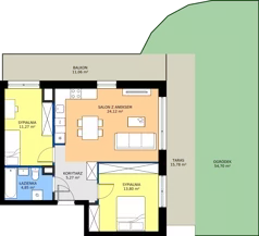 3 pokoje, mieszkanie 59,32 m², piętro 1, oferta nr 19, K-42, Płock, ul. Kazimierza Wielkiego 42