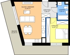 2 pokoje, mieszkanie 45,42 m², piętro 2, oferta nr 80, K-42, Płock, ul. Kazimierza Wielkiego 42