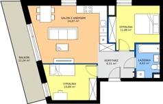 3 pokoje, mieszkanie 58,76 m², piętro 1, oferta nr 77, K-42, Płock, ul. Kazimierza Wielkiego 42