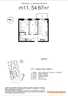3 pokoje, mieszkanie 54,56 m², piętro 1, oferta nr M11, Aurora, Warszawa, Włochy, Raków, ul. Wschodu Słońca 11A, 9A