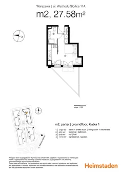 1 pokój, mieszkanie 27,53 m², parter, oferta nr M02, Aurora, Warszawa, Włochy, Raków, ul. Wschodu Słońca 11A, 9A