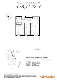 3 pokoje, mieszkanie 51,75 m², piętro 4, oferta nr M88, Aurora, Warszawa, Włochy, Raków, ul. Wschodu Słońca 11A, 9A