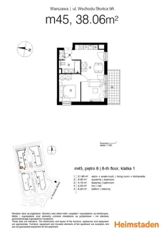 2 pokoje, mieszkanie 37,84 m², piętro 6, oferta nr M45, Aurora, Warszawa, Włochy, Raków, ul. Wschodu Słońca 11A, 9A