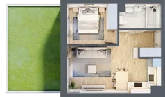 2 pokoje, mieszkanie 39,24 m², parter, oferta nr 1-2, Park Chopina, Otwock, ul. Fryderyka Chopina 11