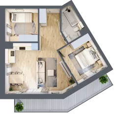 3 pokoje, mieszkanie 55,70 m², piętro 1, oferta nr 1-4, Park Chopina, Otwock, ul. Fryderyka Chopina 11