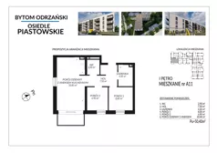 3 pokoje, mieszkanie 50,40 m², piętro 1, oferta nr A11, Osiedle Piastowskie, Bytom Odrzański, ul. Witosa