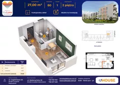 1 pokój, mieszkanie 27,00 m², piętro 3, oferta nr 80, Osiedle StaLove Etap II, Grodzisk Mazowiecki, ul. Cegielniana 3