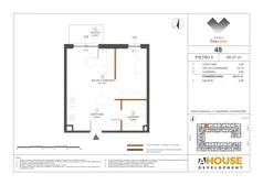 1 pokój, mieszkanie 45,31 m², piętro 2, oferta nr M48, Osiedle StaLove Etap III, Grodzisk Mazowiecki, ul. Cegielniana 3